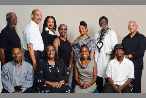 Organizers of the Alliance of Black Art Galleries pictured. STANDING: Robert A. Powell, Solomon Thurman, Patricia Smith Thurman, Freida L. Wheaton, Annetta Vickers-Bentil, Sami Bentil, and Robert A. Ketchens SEATED: Carlton Mitchell, Lois D. Ingrum, Dail Chambers, and William Burton, Jr.