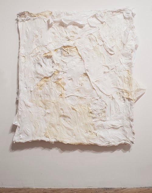 Nathaniel Donnett, Absence, 2013. Plastic bags mounted on canvas. Courtesy the artist. Photo: Paul Hester. Image via camh.org. 