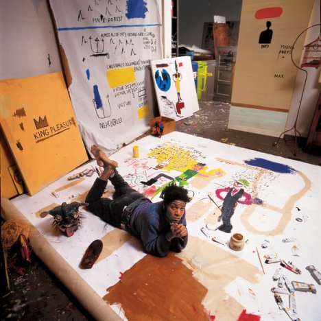 Jean-Michel Basquiat, 1987, in his New York studio (all portraits in the story are previously unpublished).Credit Tseng Kwong Chi © Muna Tseng Dance Projects, Inc., New York