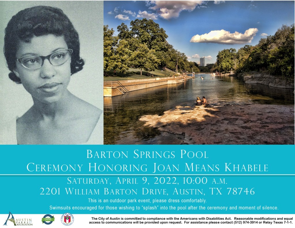 ART History | Honoring Joan Means Khabele at Barton Springs, Austin,&nbsp;Texas
