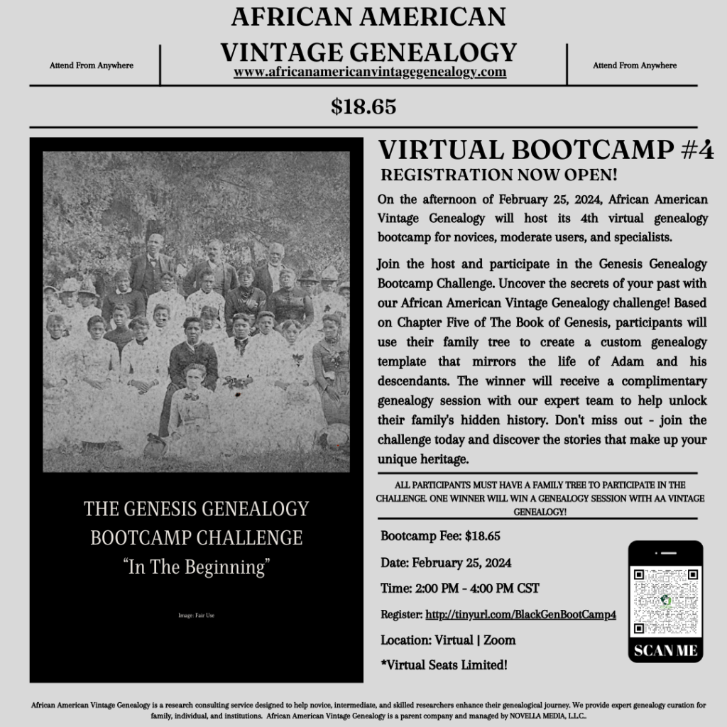 ART Genealogy | Black Vintage Genealogy Challenge Boot&nbsp;Camp