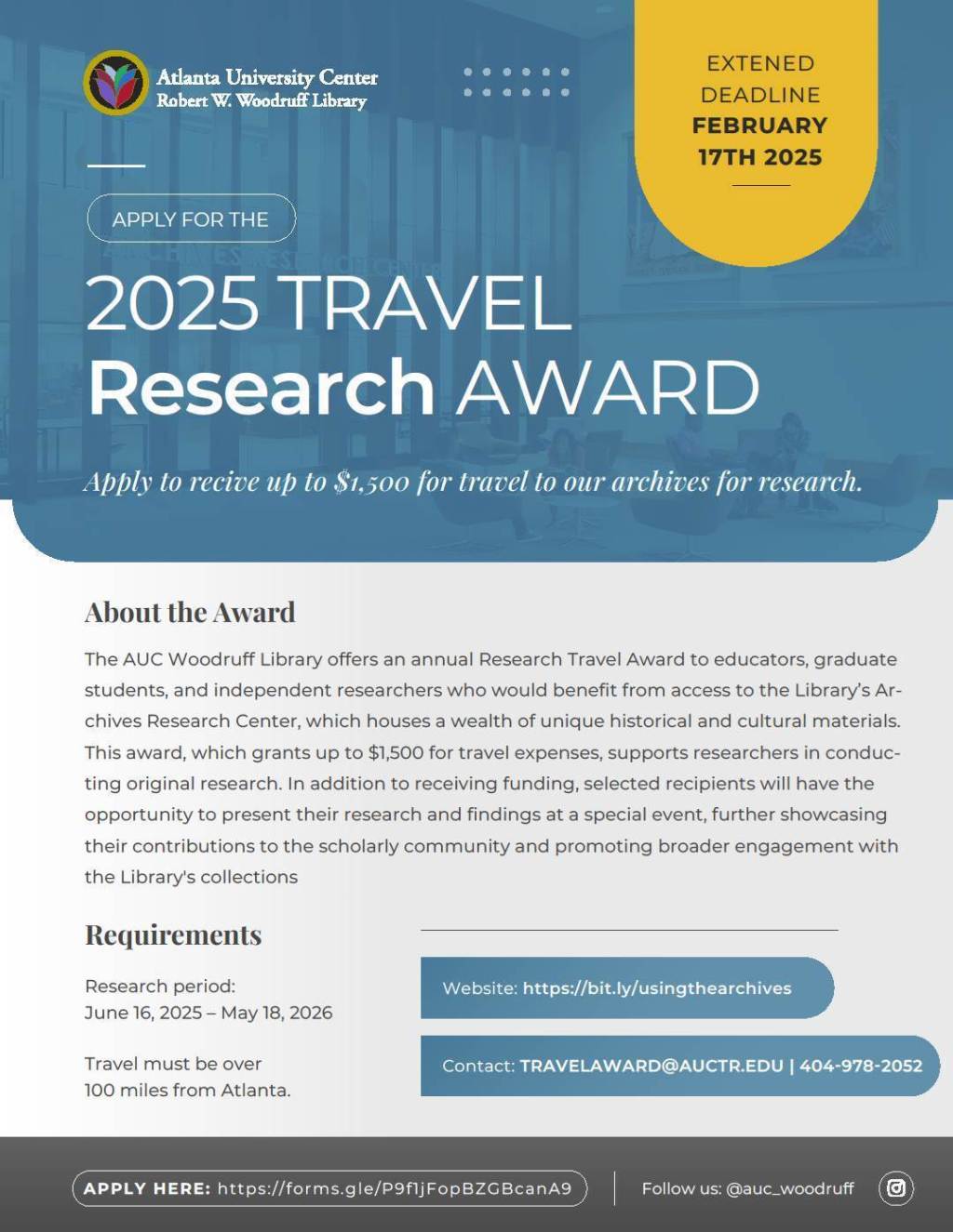 ART Research | 2025 Atlanta University Center Research Travel Award&nbsp;Announcement
